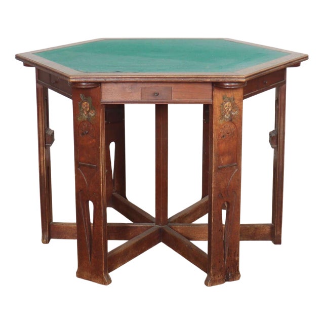 Arts and Crafts Walnut Cards Table, 1890s For Sale