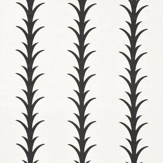 Schumacher X Celerie Kemble Acanthus Stripe Fabric in Carbon For Sale