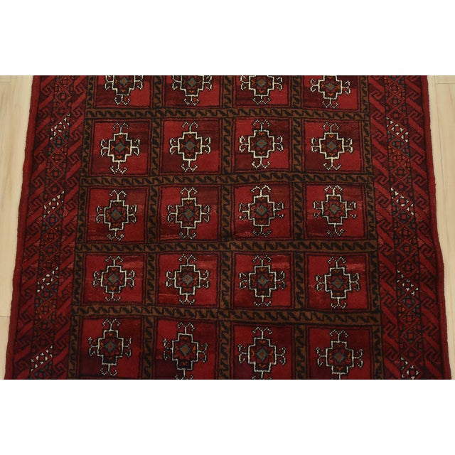 1990s Baloch Rug 3’5” X 6’3” Red Wool Vintage Tribal Hand-Knotted Oriental Carpet For Sale - Image 5 of 12