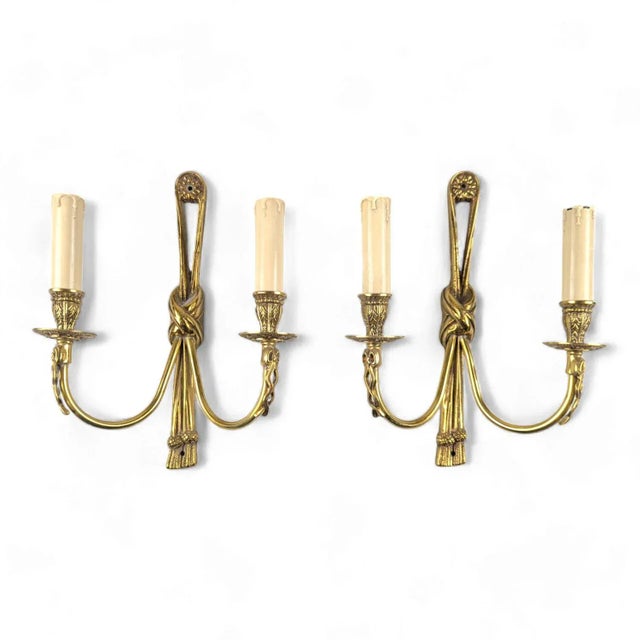 Louis XVI Style Bronze Wall Lights, Set of 2 For Sale - Image 9 of 9