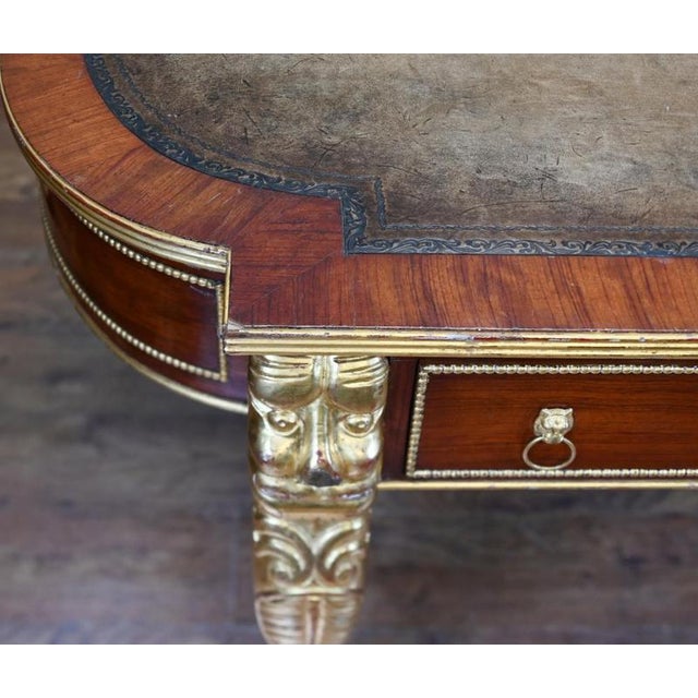 Regency Revival Gilt Mahogany Writing Table, 1880 For Sale - Image 4 of 12