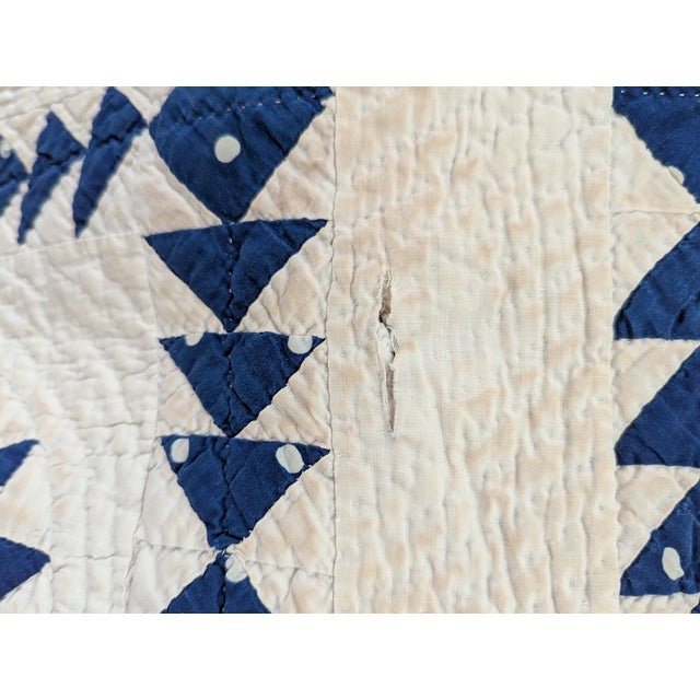 Antique Late 1800s Quilt of Mariner's Compass Pattern -Exceptionally Large Size for the Time For Sale - Image 13 of 18