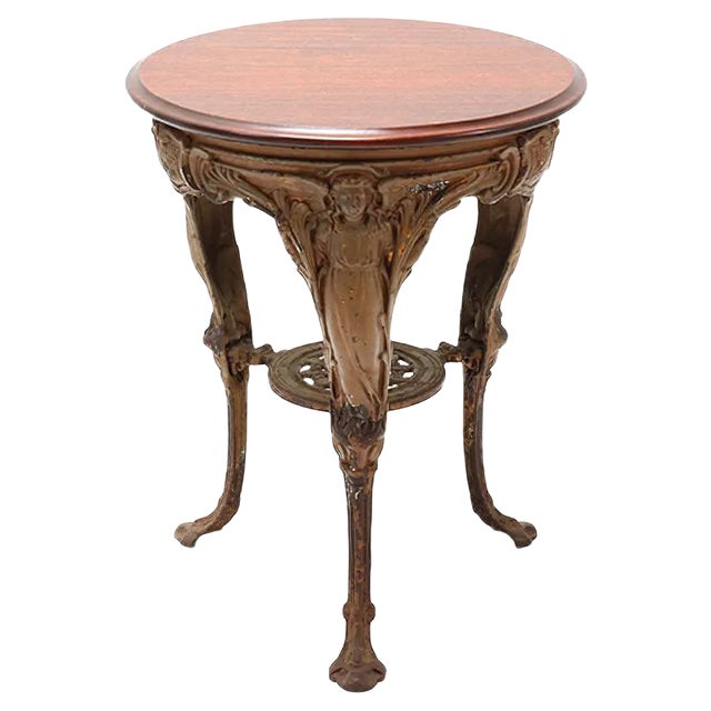 Victory Cast Iron Pub Table with Padouk Top, 1900s For Sale