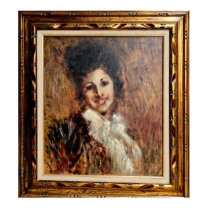Portrait of a Woman, Unknown Artist Oil on Canvas, Signed "nothling"
