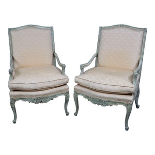 Country French Bergeres Pair. For Sale