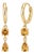 18k Gold Plated Citrine Dangle Earrings | Two-Stone Drop Huggies | Round & Pear Cut Hoops | November Birthstone - A Pair For Sale