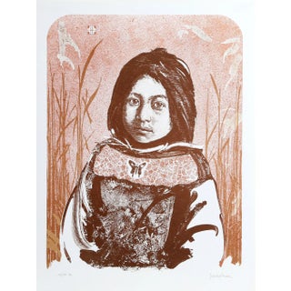 John Sherrill Houser Portrait of a Native American Girl Lithograph For Sale