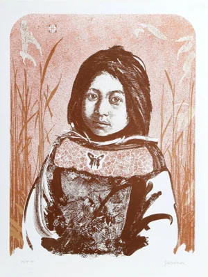 John Sherrill Houser Portrait of a Native American Girl Lithograph