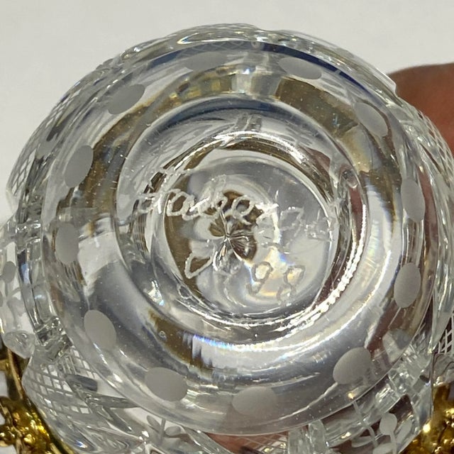 1980s Faberge Clear Cut Crystal Petite Egg Paper Weight Signed and Numbered With Stand For Sale - Image 10 of 11