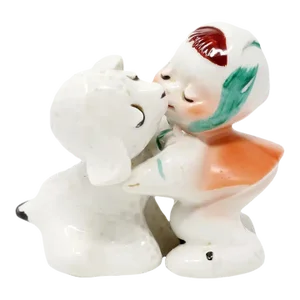 Vintage Ceramic Van Telligen Mary and Little Lamb Salt & Pepper Shaker Set - Set of 2