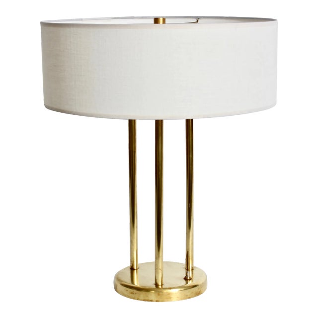 Stewart Ross James for Hansen Buffed Brass "Triple Column" Table Lamp, 1950s For Sale