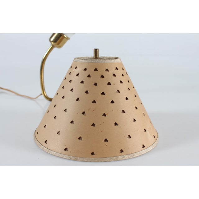 Small Vintage Table Lamp in Brass with Punched-Paper Shade by Hans Bergström, Denmark, 1940s For Sale - Image 9 of 13