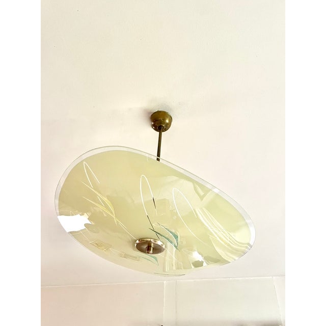 Pale Yellow Asymmetrical Cup-Shaped Pendant Light, 1960s For Sale - Image 9 of 10