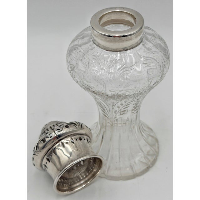 Metal Antique American Sterling Silver and Cut Crystal Dresser Bottle, circa 1900 For Sale - Image 7 of 17