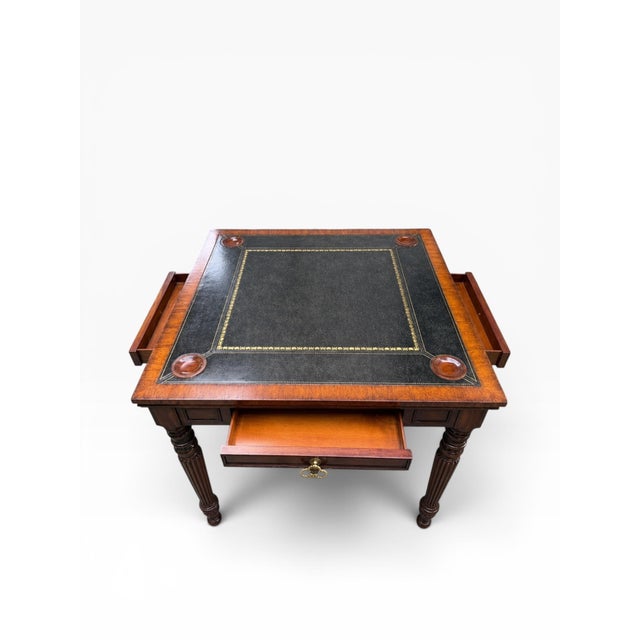 Maitland - Smith Maitland-Smith Leather Inset Mahogany Game Table For Sale - Image 4 of 17