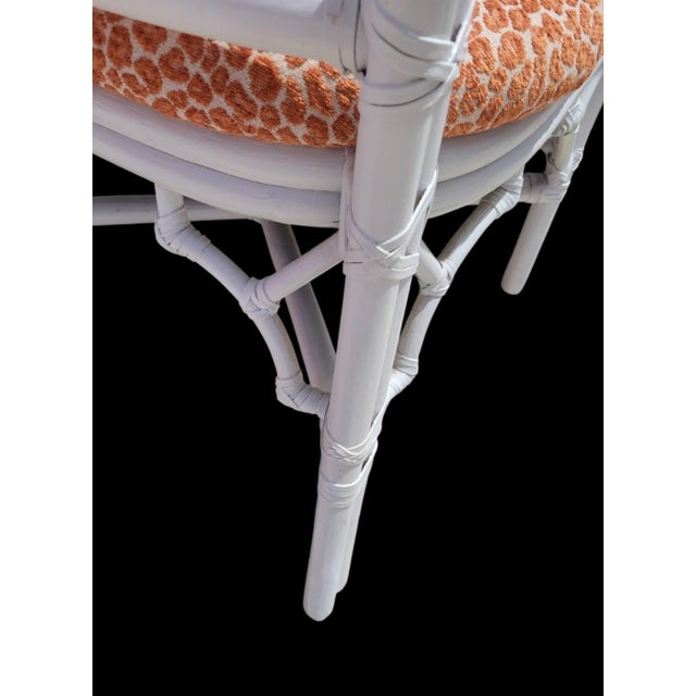 Hollywood Regency Vintage White Chinese Chippendale Lexington Rattan Palm Beach Regency Dining Room Chairs- Set 10 For Sale - Image 3 of 17