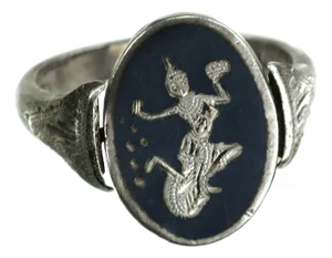 Vintage Siam Sterling Art Deco Flip Ring, 1930s, Size 11.5