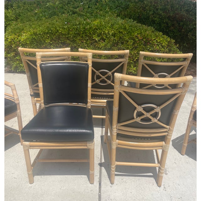 McGuire Target Design Leather Dining Chairs, a Set of 7 For Sale - Image 9 of 12