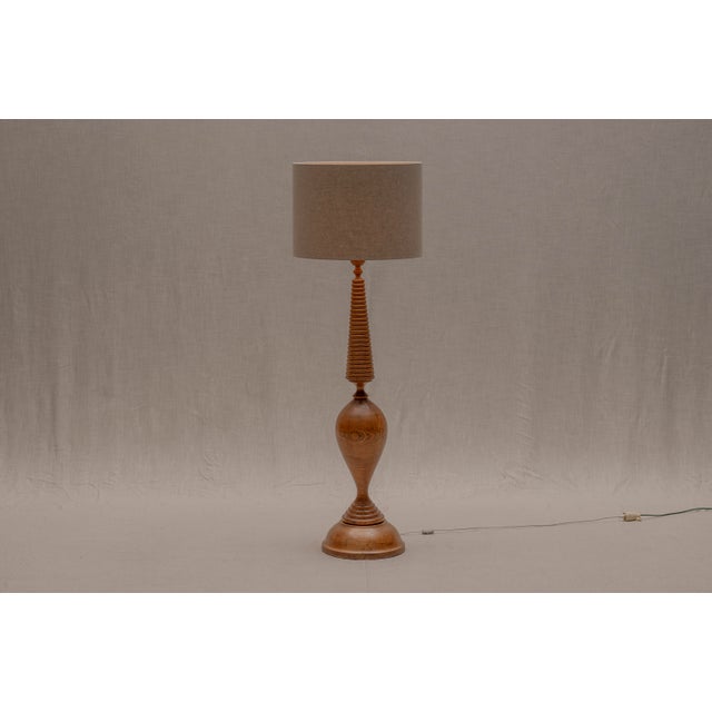 Beige Large Mid-Century Modern French Wooden Floor Lamp, 1960s For Sale - Image 8 of 8
