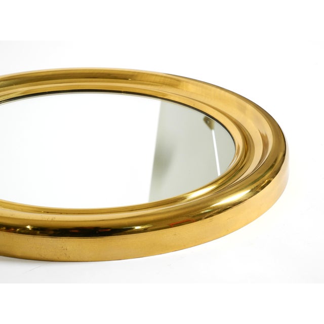 Wood Italian Round Brass Mirror, 1960s For Sale - Image 7 of 13