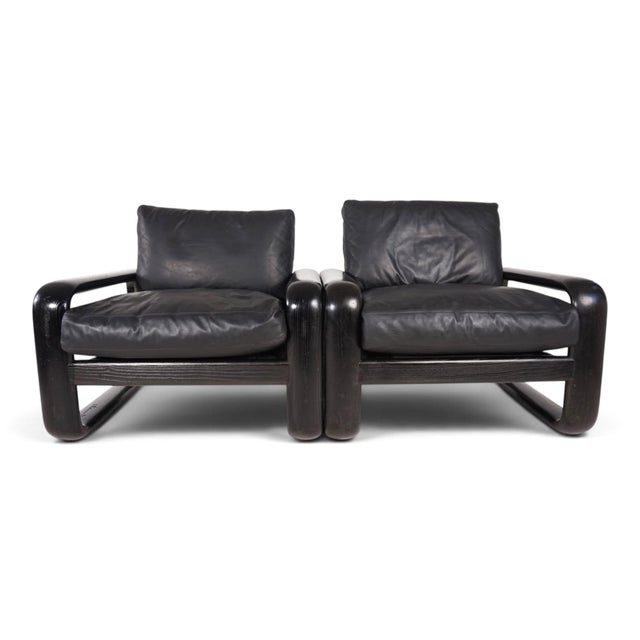 Rosenthal Hombre Leather Lounge Chairs by Burkhard Vogtherr for Rosenthal, 1970, Set of 2 For Sale - Image 4 of 18