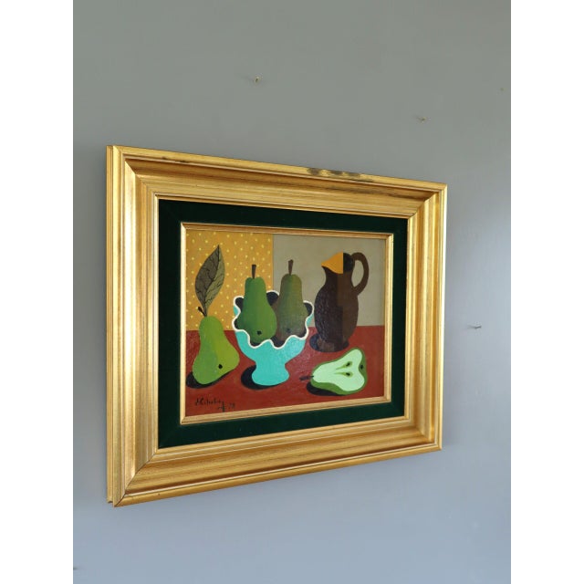 1978 Modernist 'Pear Arrangement' Vintage Still Life Tempera Painting by Swedish Artist Eric Cederberg (1897-1984), Framed For Sale - Image 4 of 11