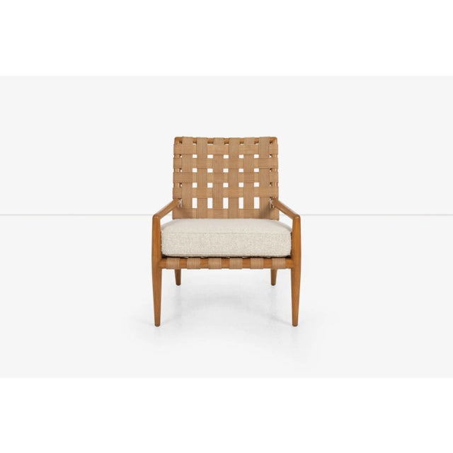 T.H. Robsjohn-Gibbings Lounge Chair, Widdicomb United Kingdom / USA, c. 1955 Model 1720, bleached walnut, woven canvas...