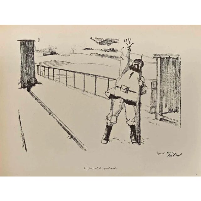 Le Journal du Grande-Voie is a vintage Lithograph realized by Hermann Paul from the series " La Grande Guerre Par Les...