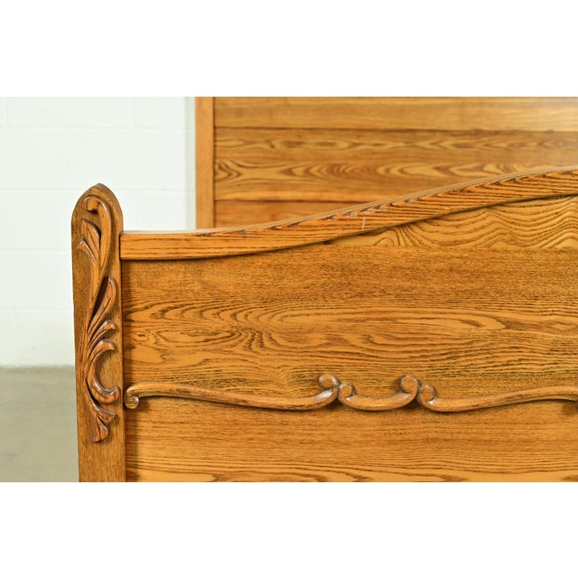 Antique Victorian Carved Oak Full Size Bed, Circa 1890s For Sale - Image 9 of 12