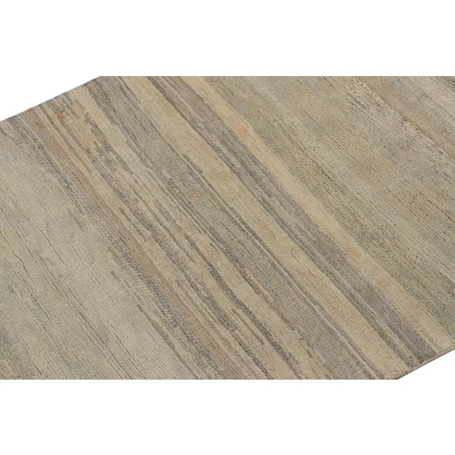 Textile Rug & Kilim’s Modern Textural Rug in Beige-Brown Geometric Stripes and Striae For Sale - Image 7 of 8