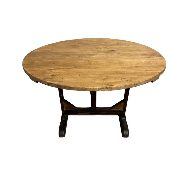 Antique French oak wine tasting table, also known as a vendage or vigeron table, which was once used in the vineyards of...