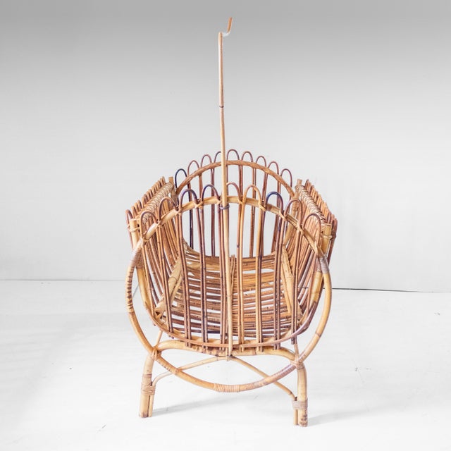 Mid-Century Modern Bamboo Baby Cradle, Italy, 1960s For Sale - Image 4 of 16