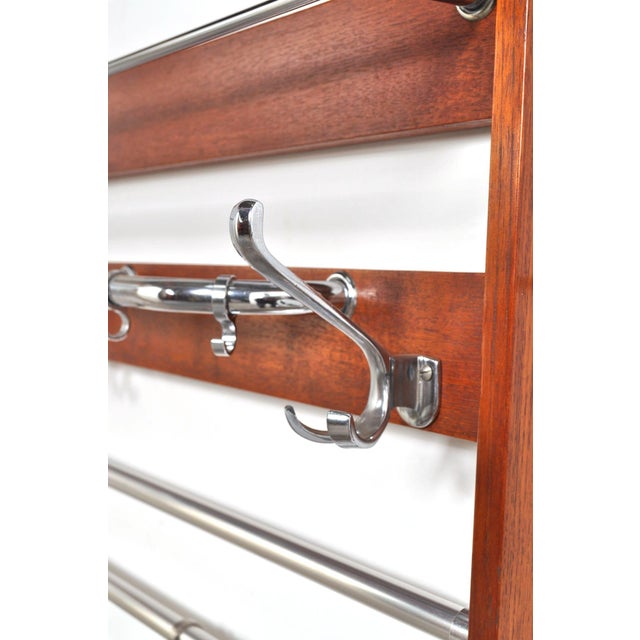 Large Mid-Century Mahogany Wall Coat Rack, 1960s For Sale - Image 3 of 11