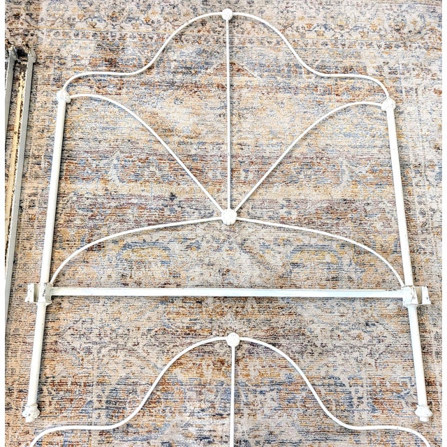Antique Cast Iron Twin Bed Frame White For Sale - Image 4 of 13