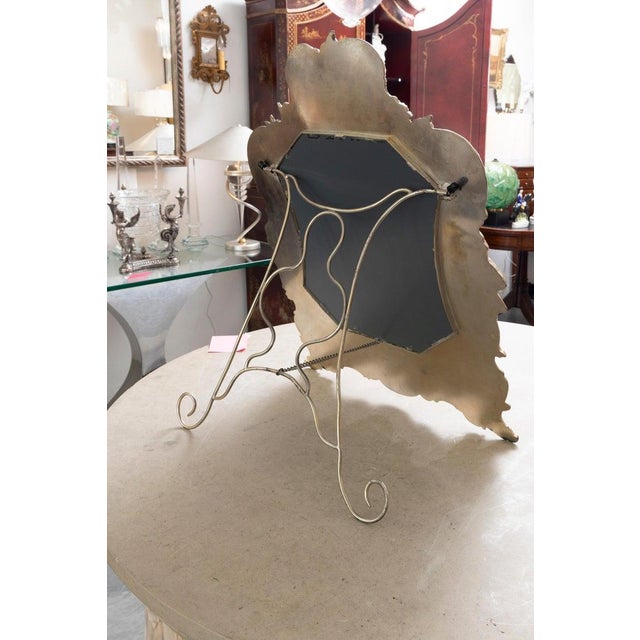Italian Continental Repoussé Silvered Table Mirror For Sale - Image 3 of 6