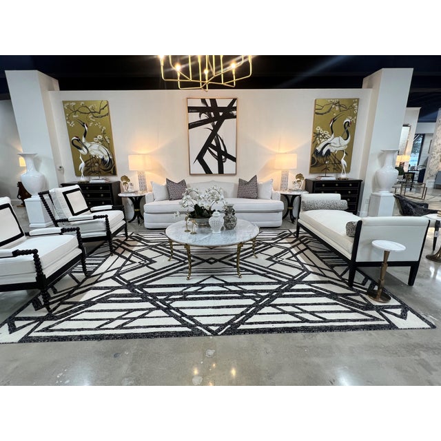 Mid-Century Modern Flagler Round Accent Table in Ebony Lacquer & Brass For Sale - Image 3 of 7