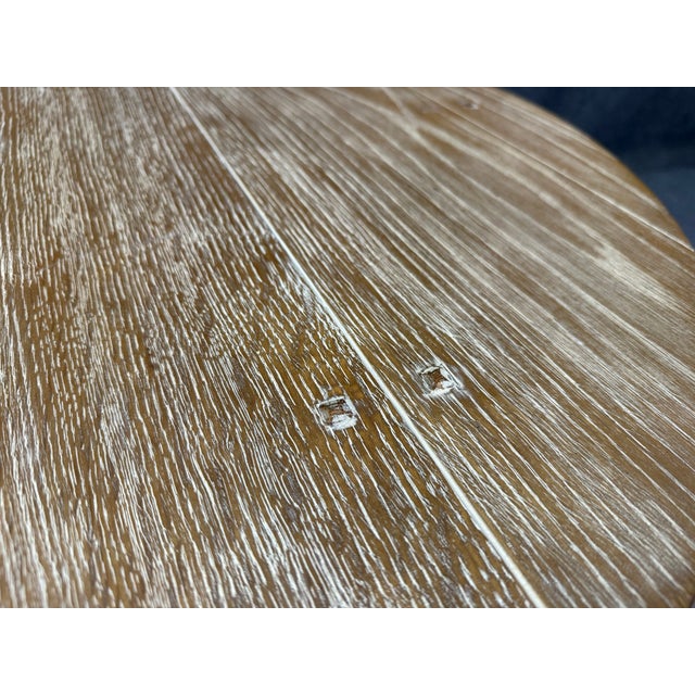 Rustic Round Distressed Oak Side Table For Sale In Raleigh - Image 6 of 11