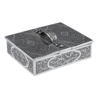 Antique Victorian Silver Cigar Box, London, 1888 For Sale