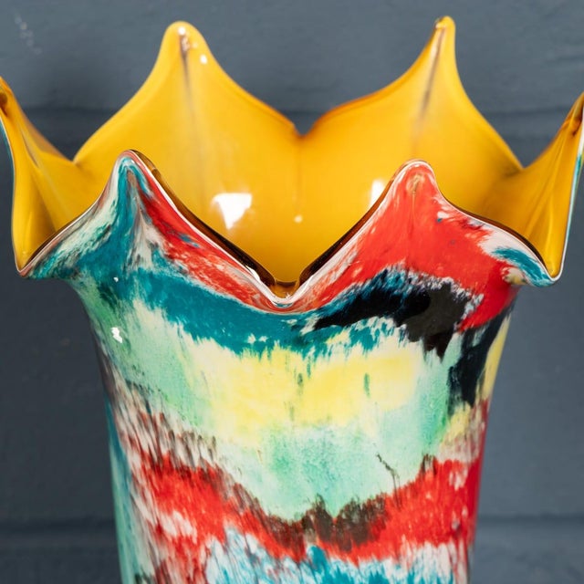 1980s Vintage Italian Hand Blown Millefiori Glass Vase, Murano, 1980s For Sale - Image 5 of 9