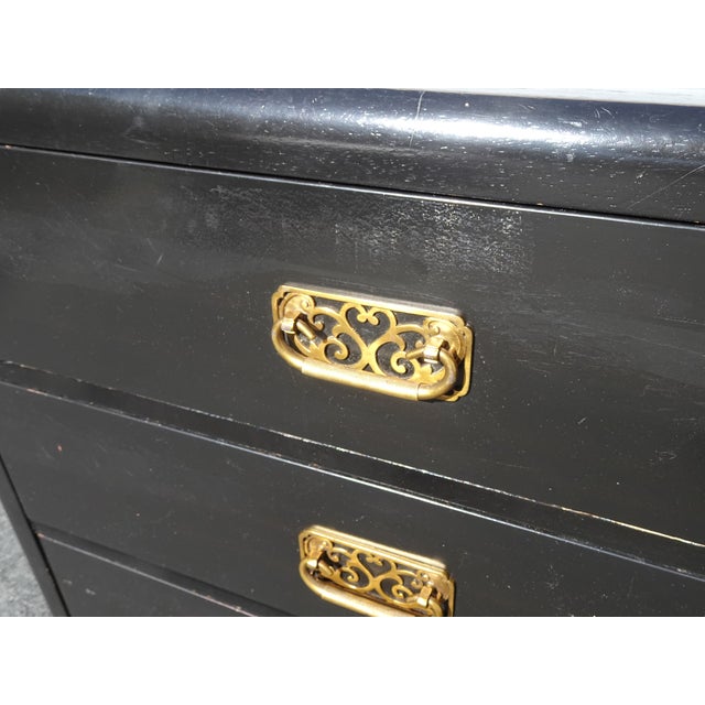 Vintage Williams Sonoma Nightstands Ming Asian Chinoiserie Black Side Tables For Sale - Image 10 of 16