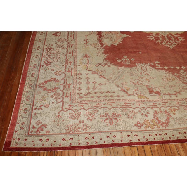 an early 20th-century antique oushak square oversize rug with a red field. Details rug no. 8240 size 12' 4" x 14' 1" (376...