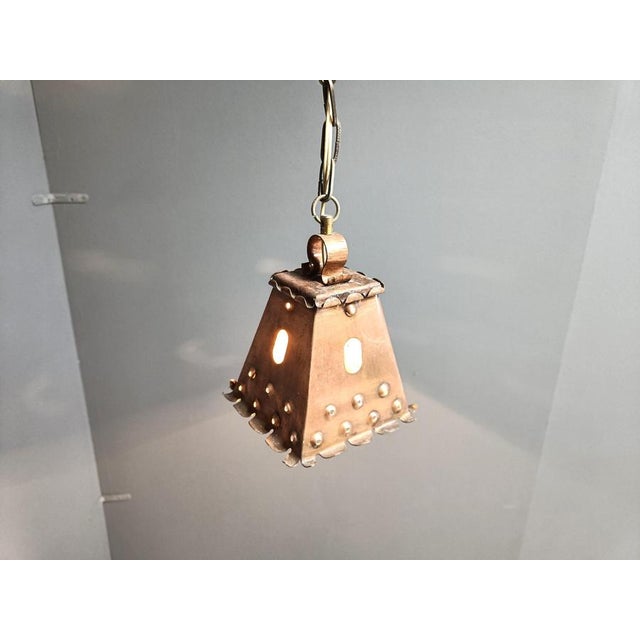Brutalist Copper Pendant Light, 1970s For Sale - Image 9 of 13