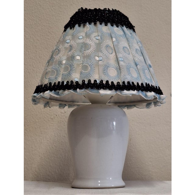 Vintage Table Lamp with White Ceramic Base and Fabric Shade by Aro, 1980s For Sale - Image 4 of 10
