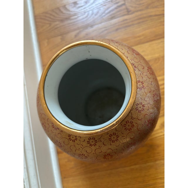 Ceramic Vintage Japanese Gold Porcelain Floral Panel Vase For Sale - Image 7 of 10