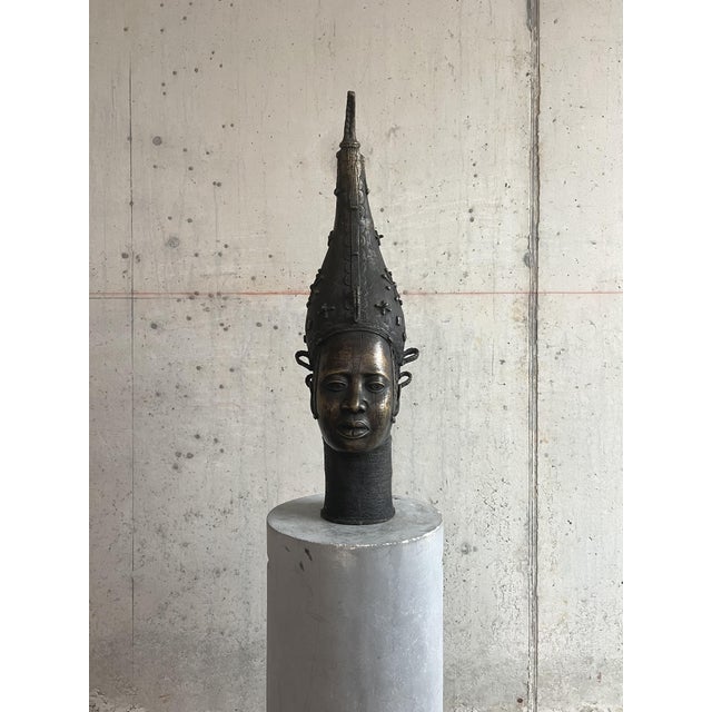 Metal Large Bronze Benin Head, Nigeria, 1920s For Sale - Image 7 of 9