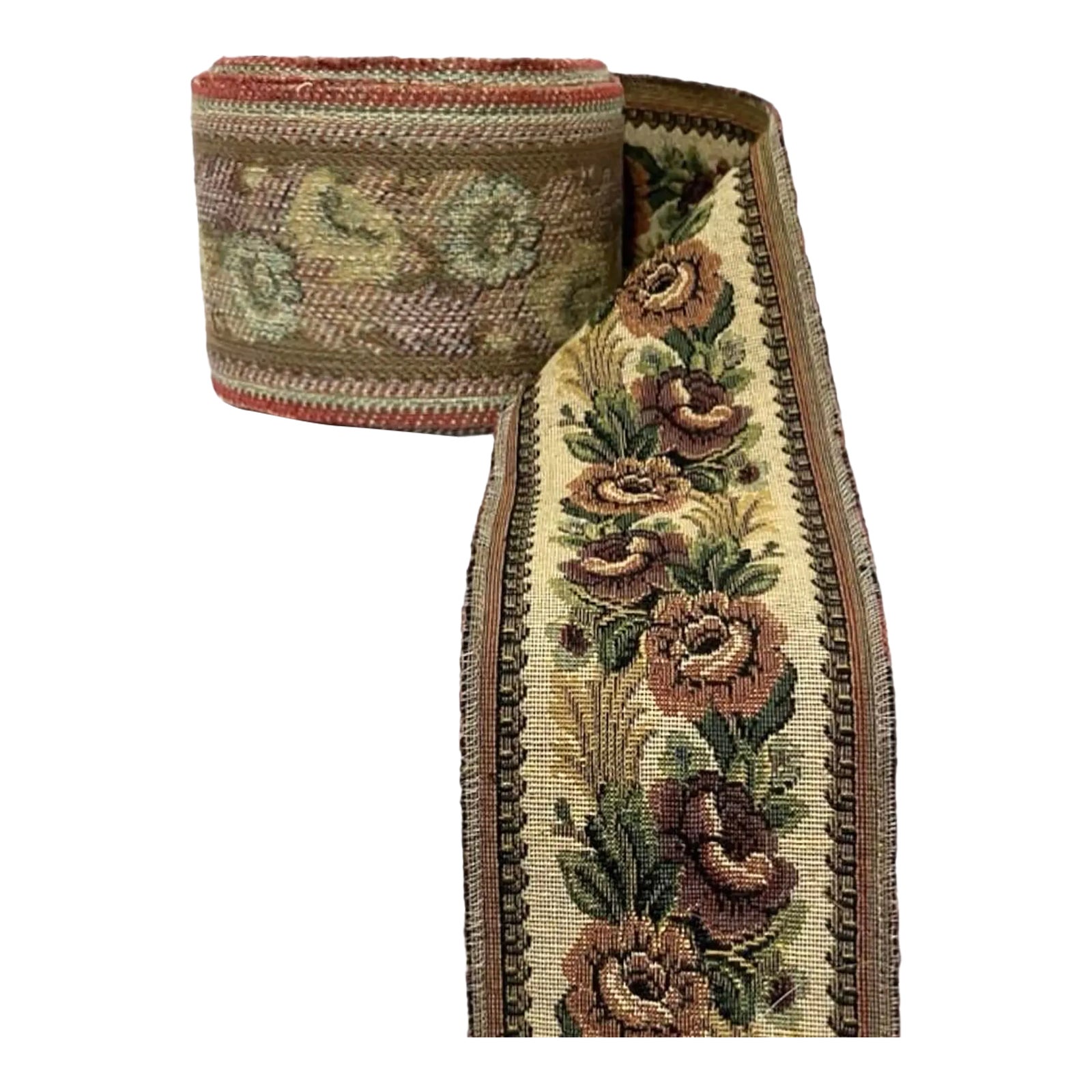 1980s Floral Tapestry Border Fabric- 2 Yards | Chairish
