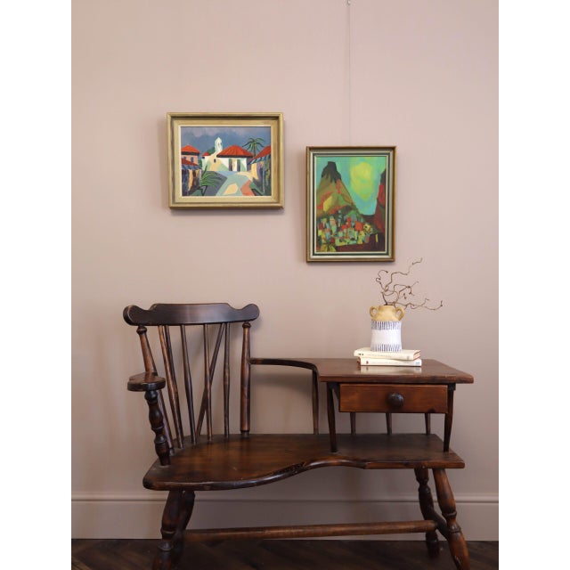 Mid-Century Modern Mid-Century Modern 'Where the Palms Sway' Vintage Original Landscape Oil Painting, Framed For Sale - Image 3 of 13