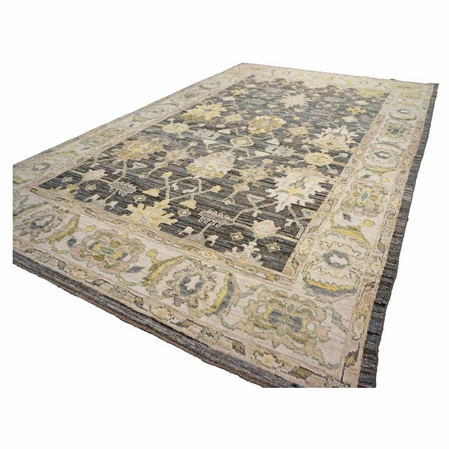 21st Century Turkish Oushak Wool 9X13 Gold, Ivory & Gray Handmade Area Rug #1144102 For Sale - Image 4 of 11