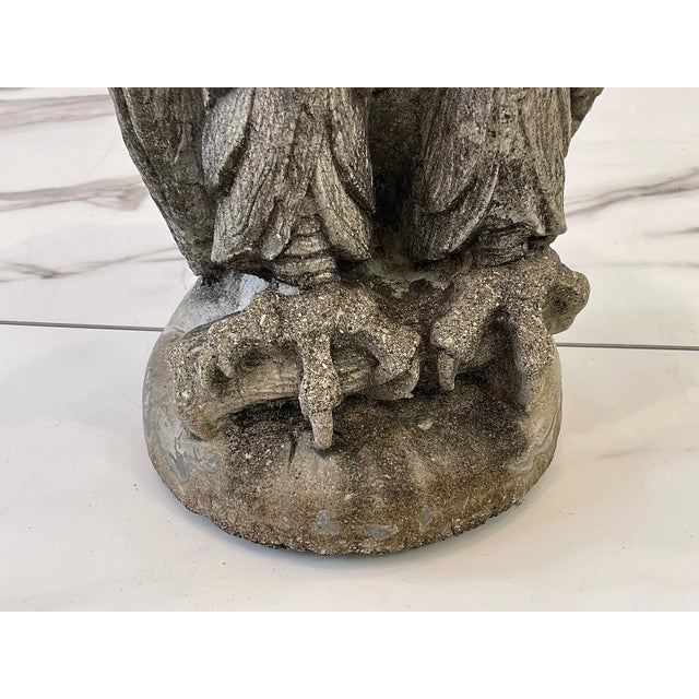 Gray Henri Studio Vintage Cast Concrete Owl Garden Statue For Sale - Image 8 of 13