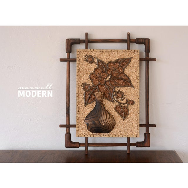 Unique and charming vintage wallhanging with various wood elements such as red cedar, wood chips, bark and twigs depicting...